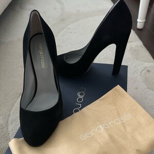 Sergio Rossi Suede Royal Nero Black Heels